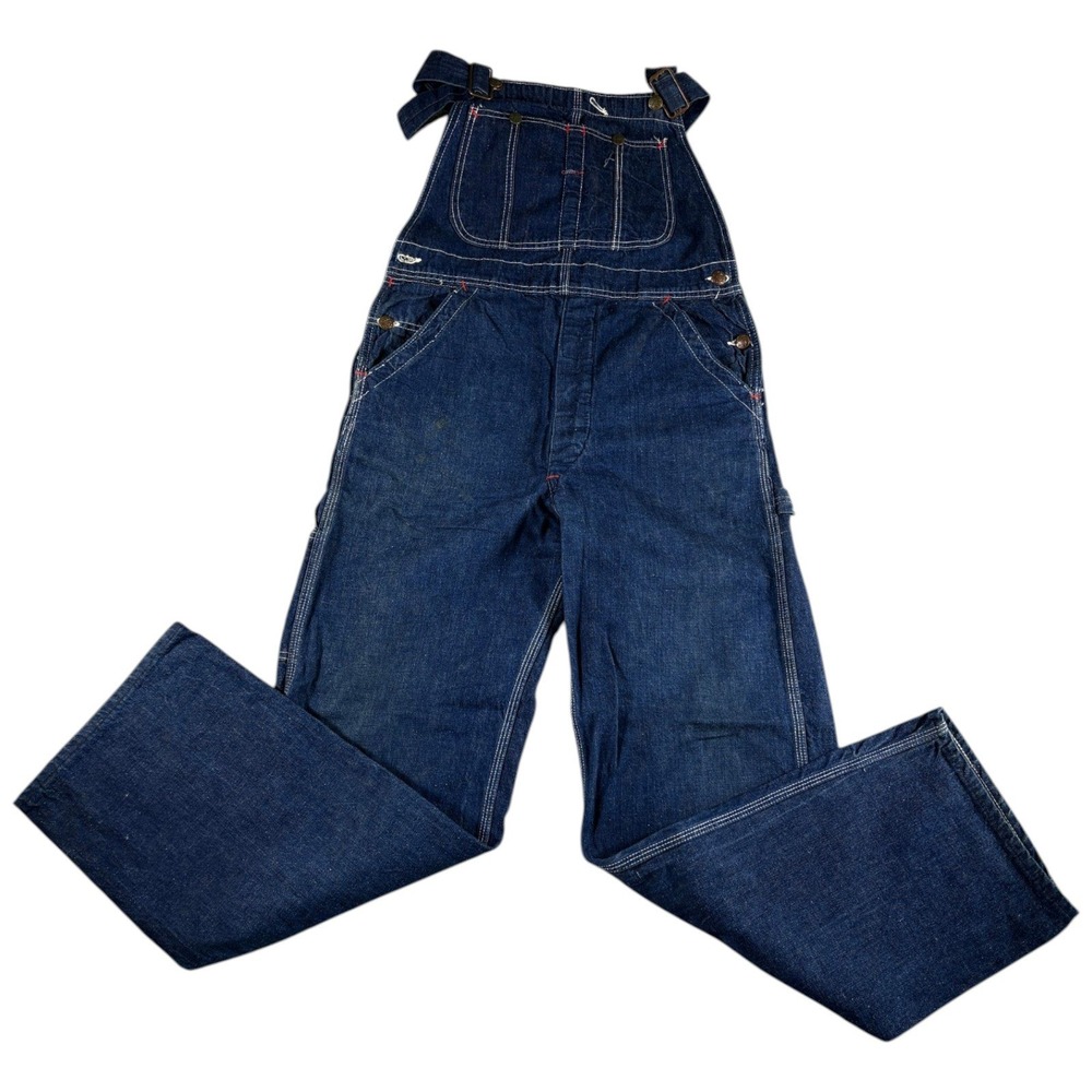 Big Mac Overalls Mens 34x31 Blue Bibb Western Vintage Workwear Heavyweight Denim